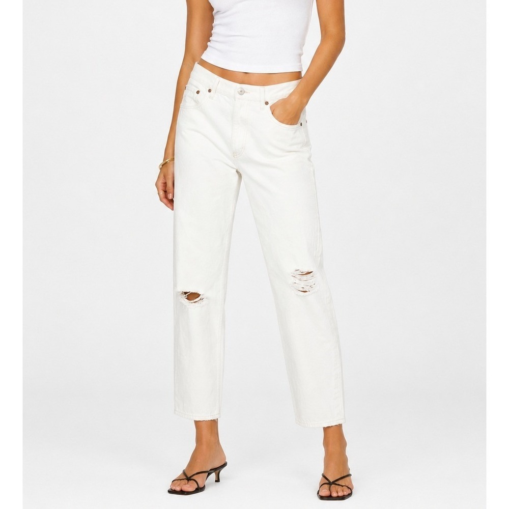 AGOLDE 90's Loose Fit Distressed High Rise White Jeans Size 27